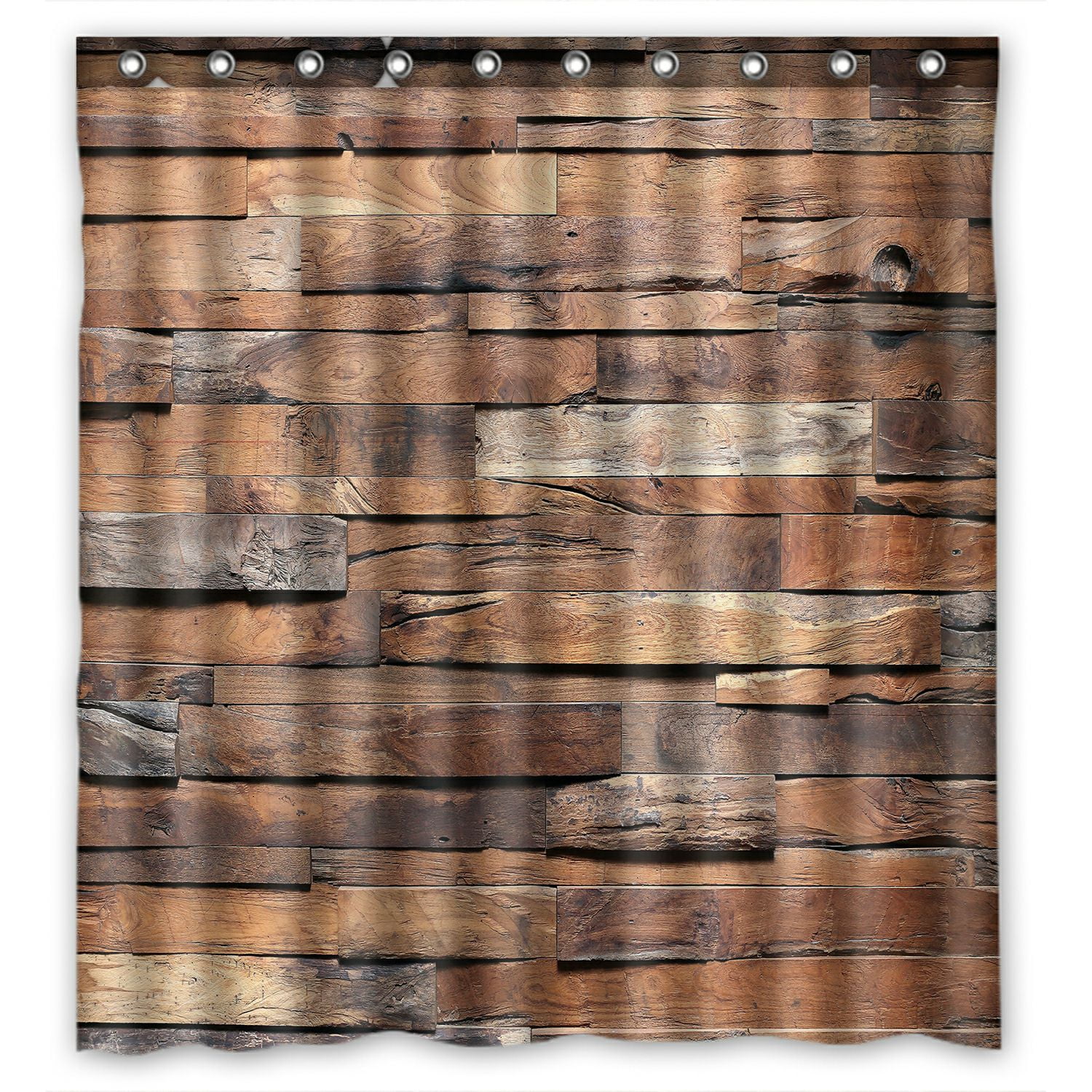 ABPHQTO Timber Wood Wall Waterproof Polyester Shower Curtain and Hooks For Home Decor 66x72 Inch