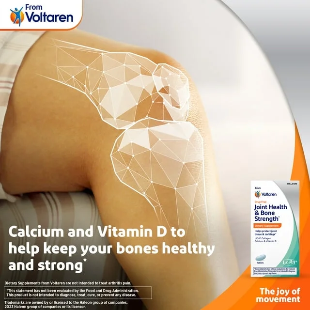 Voltaren Joint Health & Bone Strength Dietary Supplement - 30 Tablets, with UC-II® Collagen, Calcium, and Vitamin D
