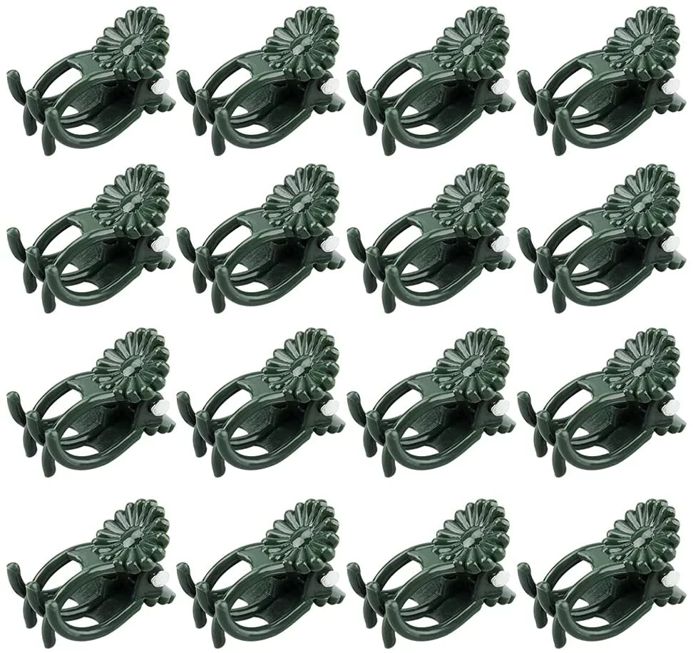 Orchid Stem Clips,Medium Daisy Plant Clips, 100 Pcs Plant Support Clips Garden Flower Thick Plastic Vine Clips Dark Green