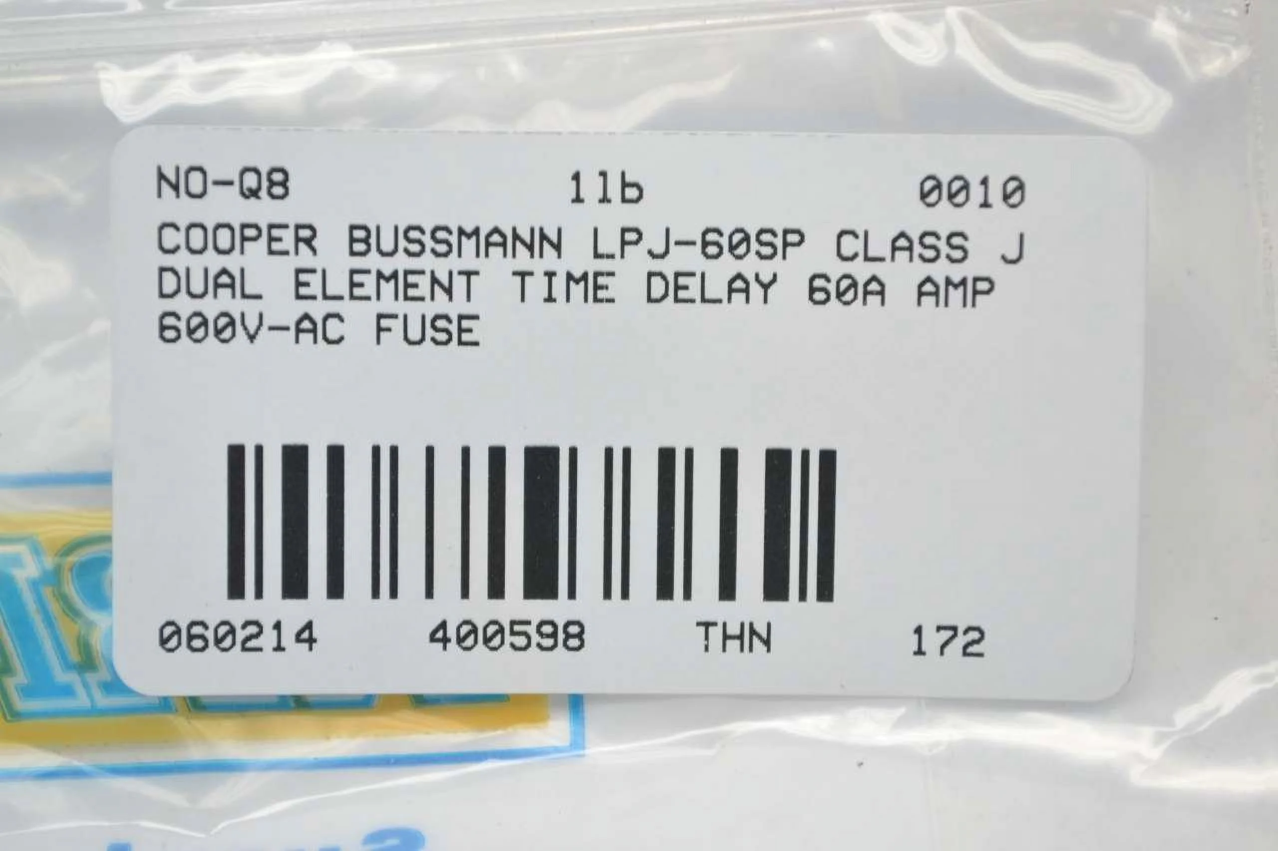 NEW LPJ-60SP CLASS J DUAL 60A 600V-AC FUSE B400598