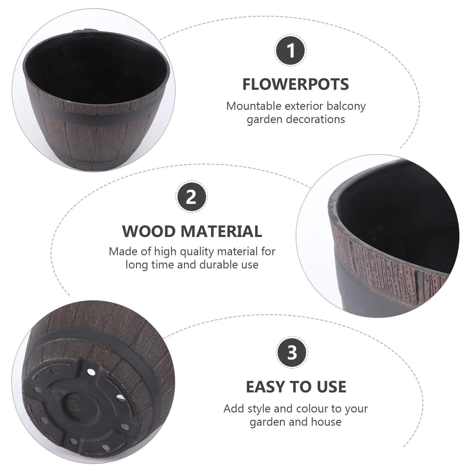 Gongxipen Resin Barrels Flowerpot Imitation Rattan Wooden Barrels Outdoor Bonsai Garden Floor Flower Pot