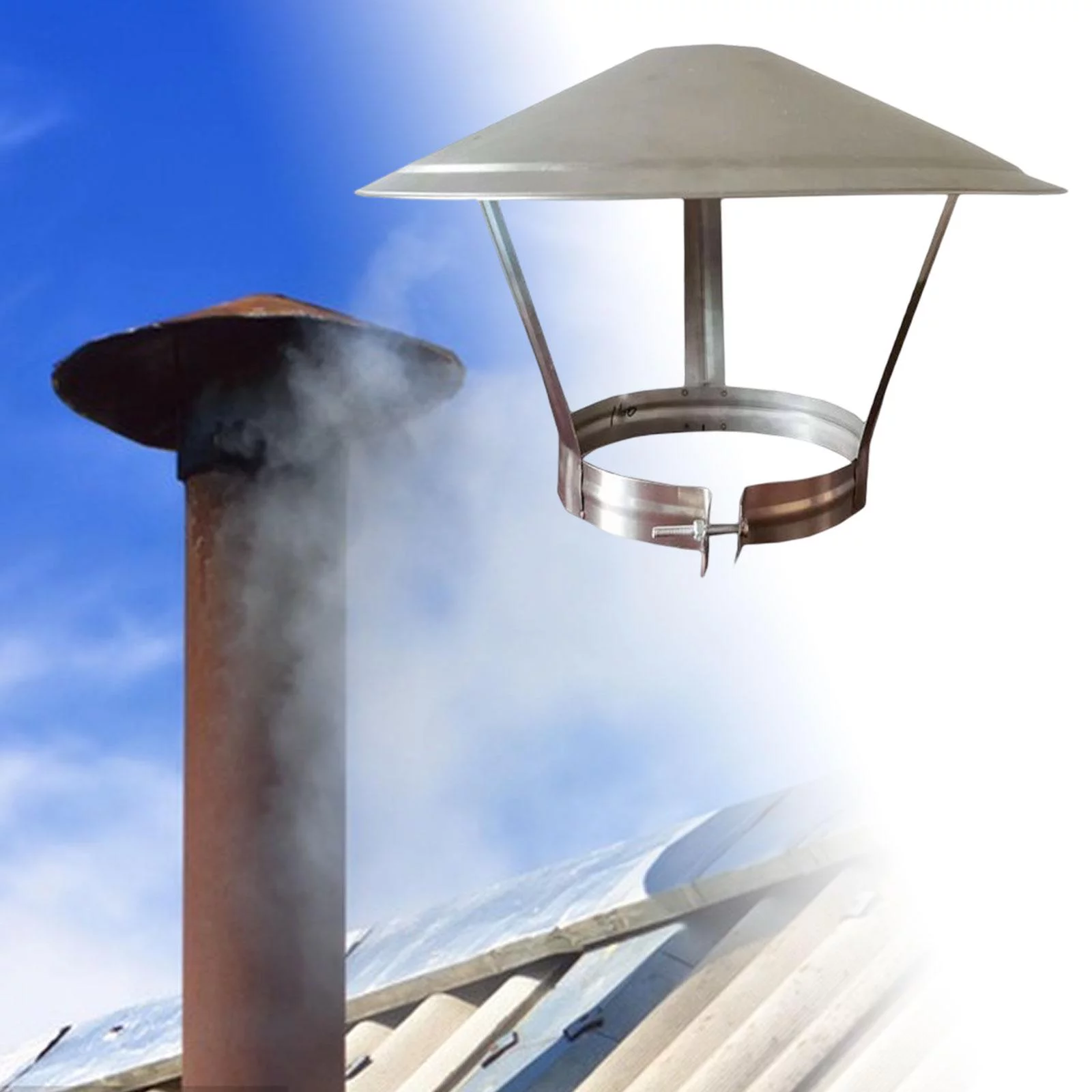 Cap Pipe Cap Durable Chimney Flue Cowl Pipe Chimney 18.5cmx35cm