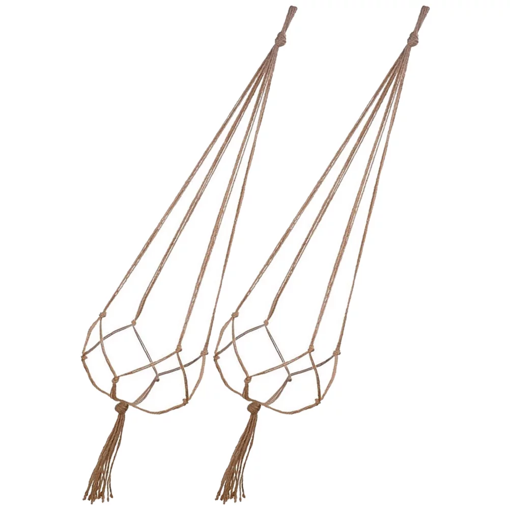 2PCS 47 Inches Plant Flower Hanger Macrame Jute for Indoor Outdoor Ceiling Deck Balcony Round and Square Pots