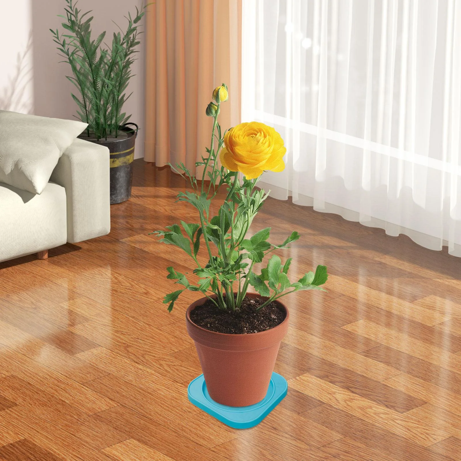 kesoto Plant Stand with Wheels Gas Cylinder Base Pot Holder Durable Strong and Sturdy Wheeled Mobile Bracket Garden Flower Pot Mover blue