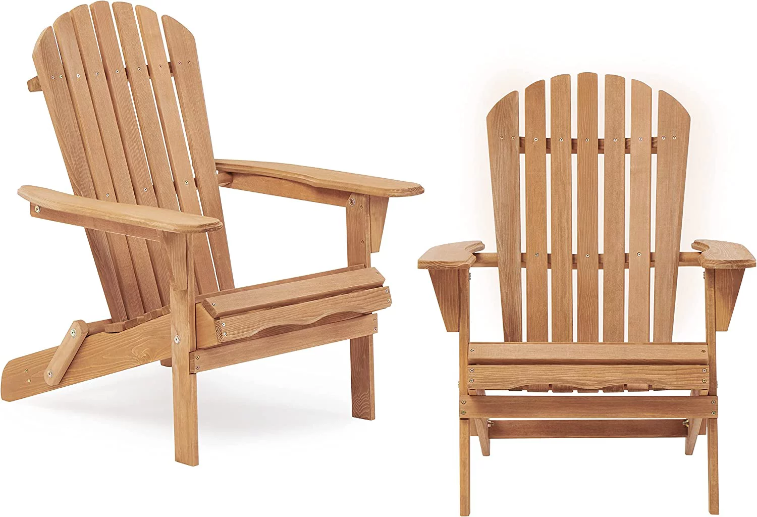 Wooden Folding Adirondack Chair Set of 2, Half Pre-Assembled Wood Lounge Chair for Outdoor Patio Garden Lawn Backyard Deck Pool Beach Firepit