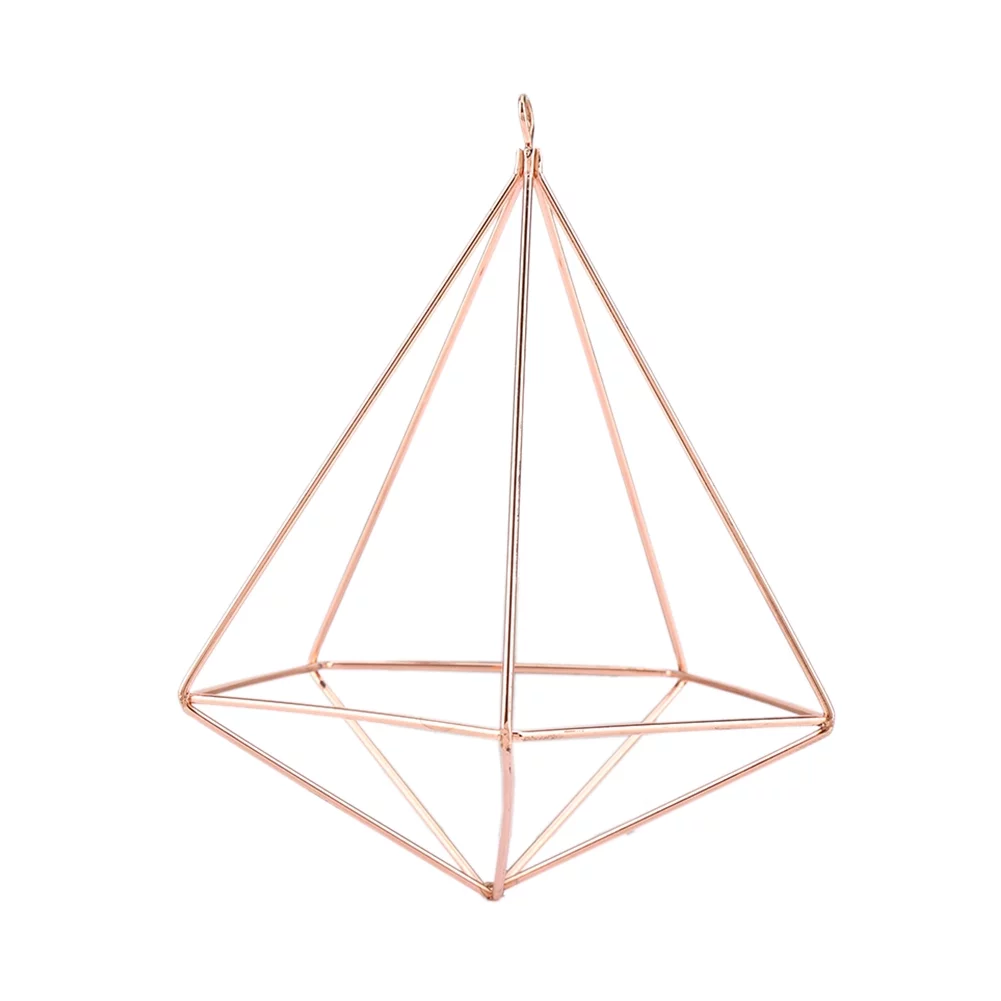 TKSE Hanging Plant Stand, Freestanding Hanging Geometric Plant Stand, Indoor Plant Flower Pots Hanger Moss Fern Plant Pot Decor(Rose Gold)