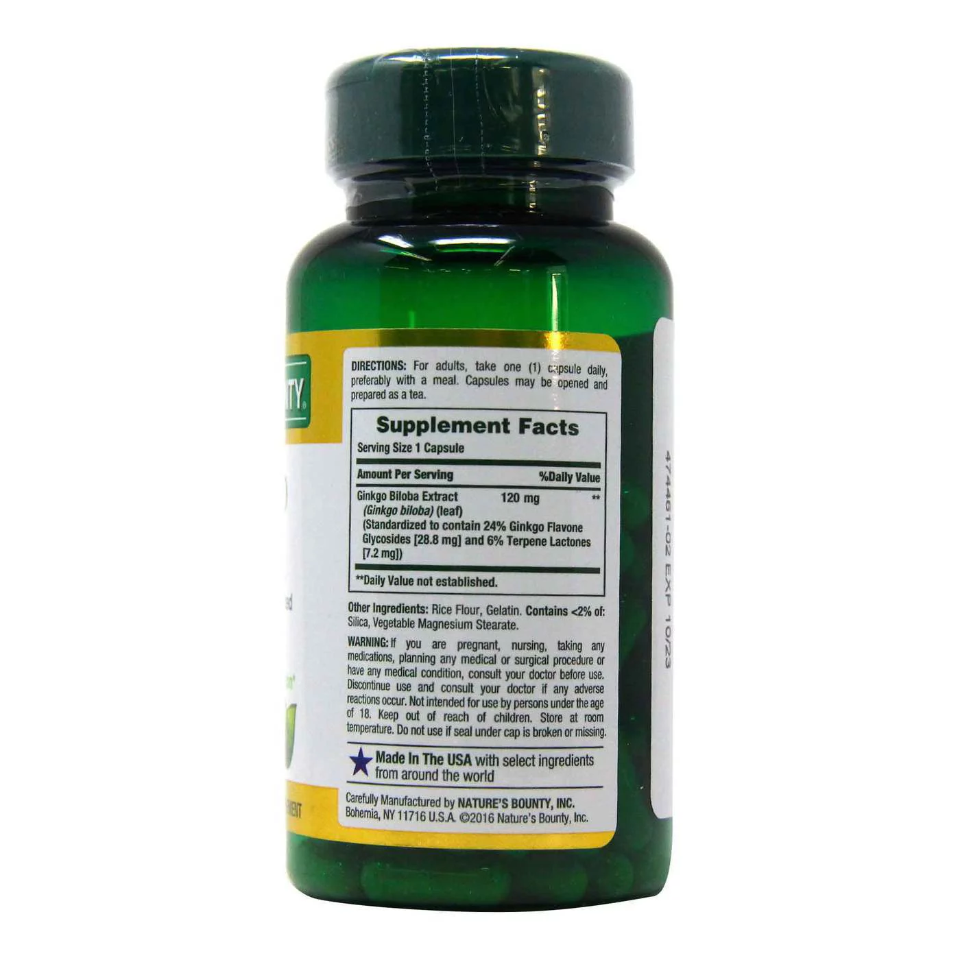 Natures Bounty Ginkgo Biloba Standardized Extract - 120 Mg - 100 Capsules