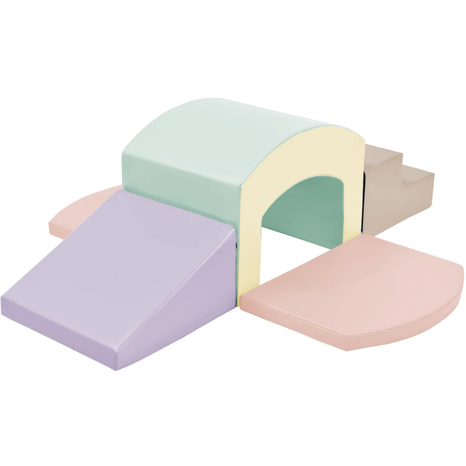 Safe and Lightweight Soft Foam Playset for Toddlers | Beginner Toddler Climber with SoftZone Single-Tunnel | Indoor Active Play Structure Featuring Slide Stairs and Ramp for Safe Crawl an