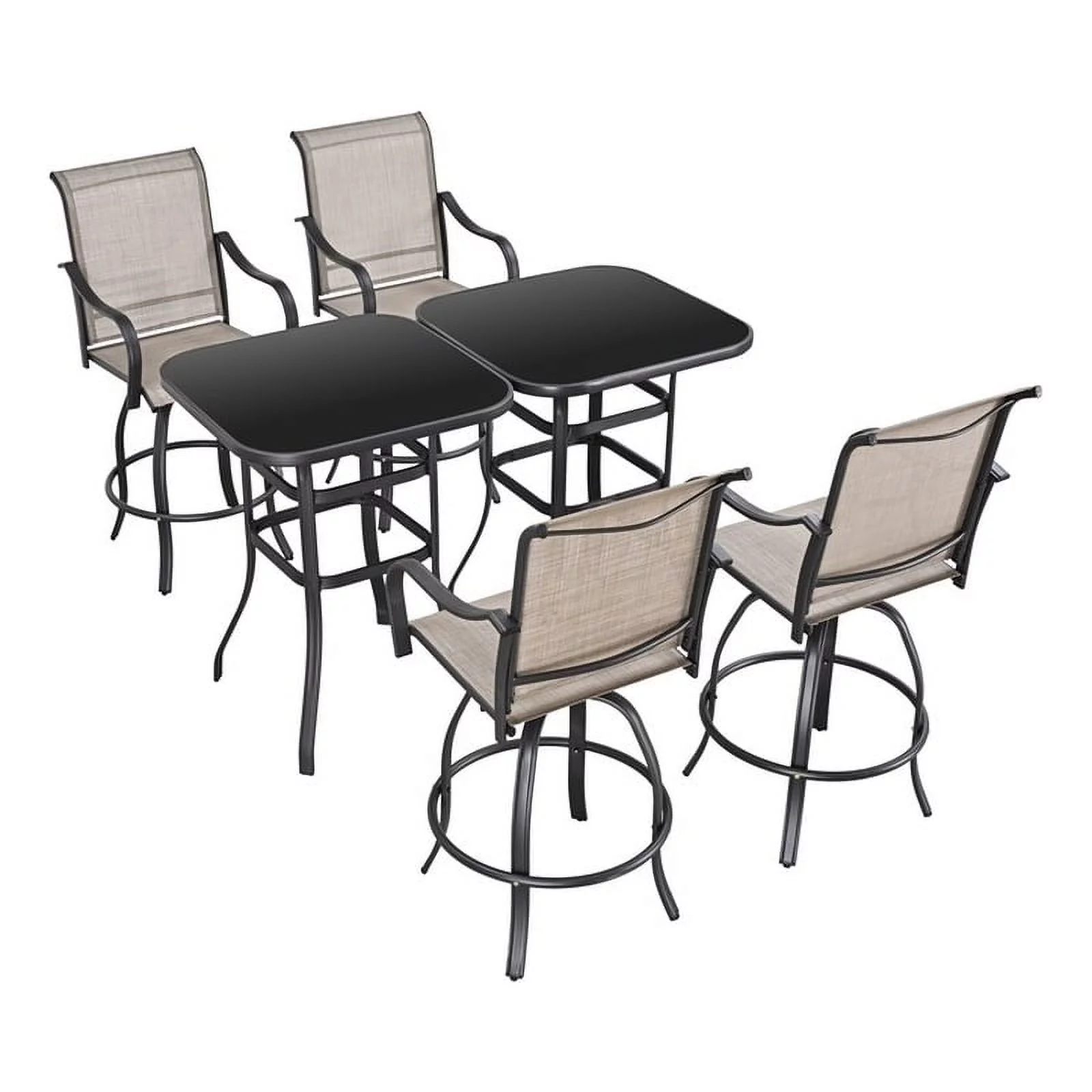 Patio Festival 6-Piece Metal Outdoor Bistro Dining Set in Gray/ Black
