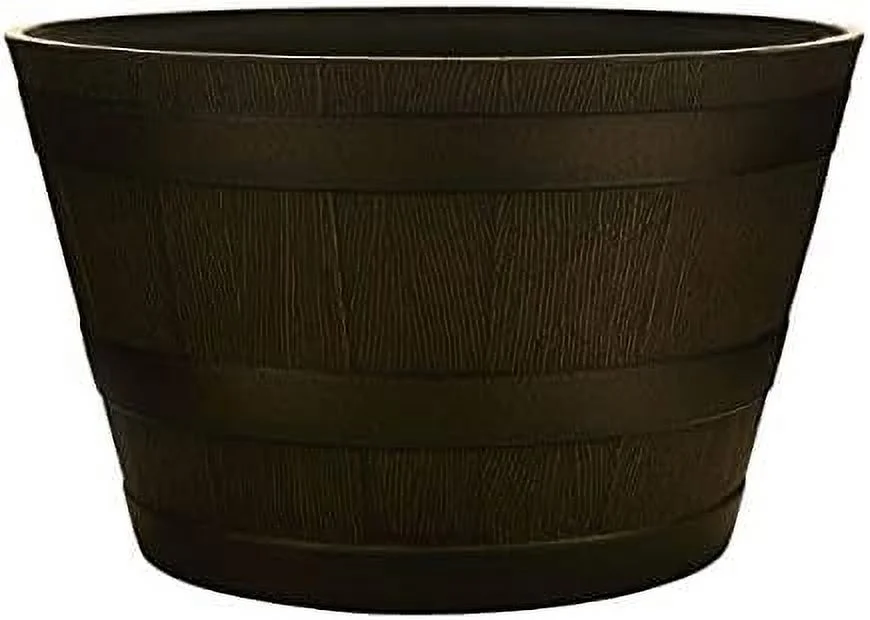 Southern Resin Whiskey Barrel Planter Brown Modern Contemporary