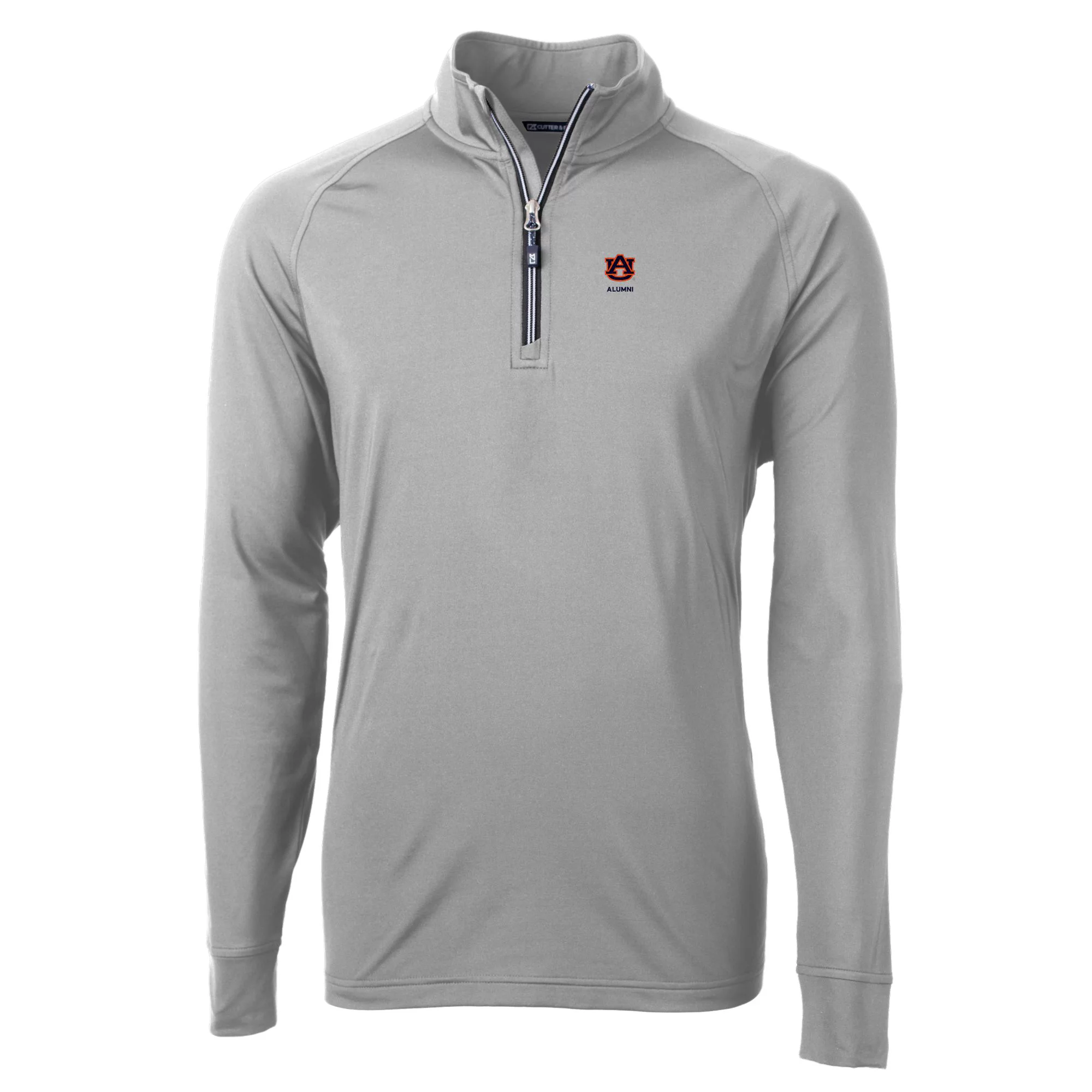Men's Cutter & Buck  Gray Auburn Tigers Alumni Logo Adapt Eco Knit Stretch Recycled Quarter-Zip Pullover Top