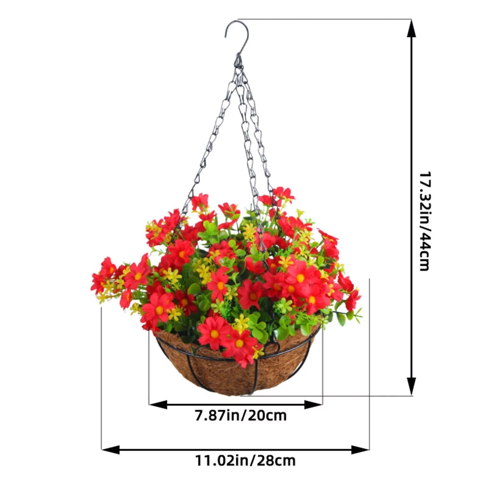 Yeetfub Outdoor Hanging Flowers With Basket Hanger Artificial Flowers Faux Plastic Greenery For Indoor Garden Porch Window Box Home Wedding Decor