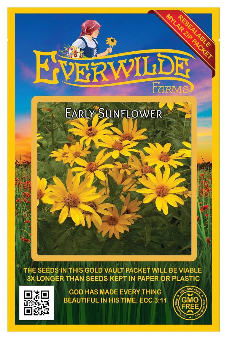 Everwilde Farms - 1000 Early Sunflower Native Wildflower Seeds - Gold Vault Jumbo Bulk Seed Packet