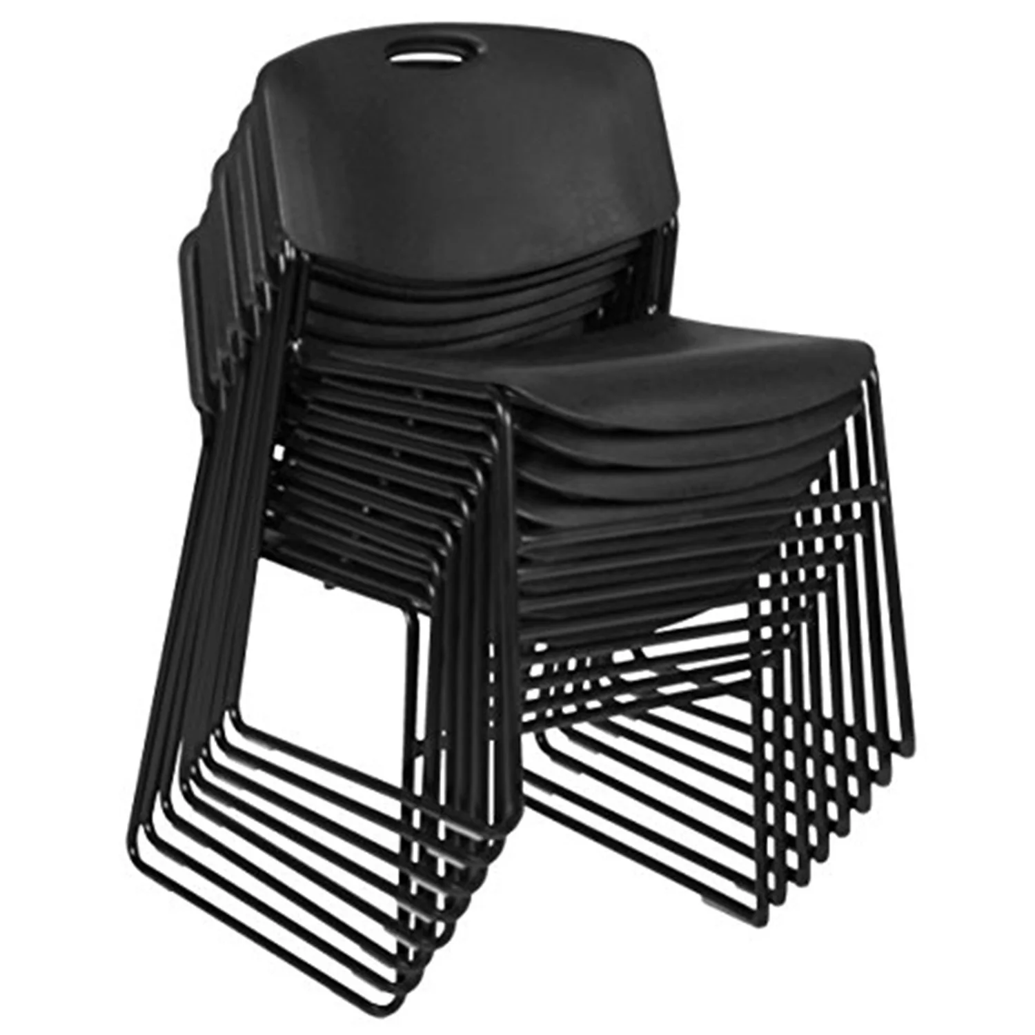HomeStock Coastal Charm Stack Chair (8 Pack)- Black