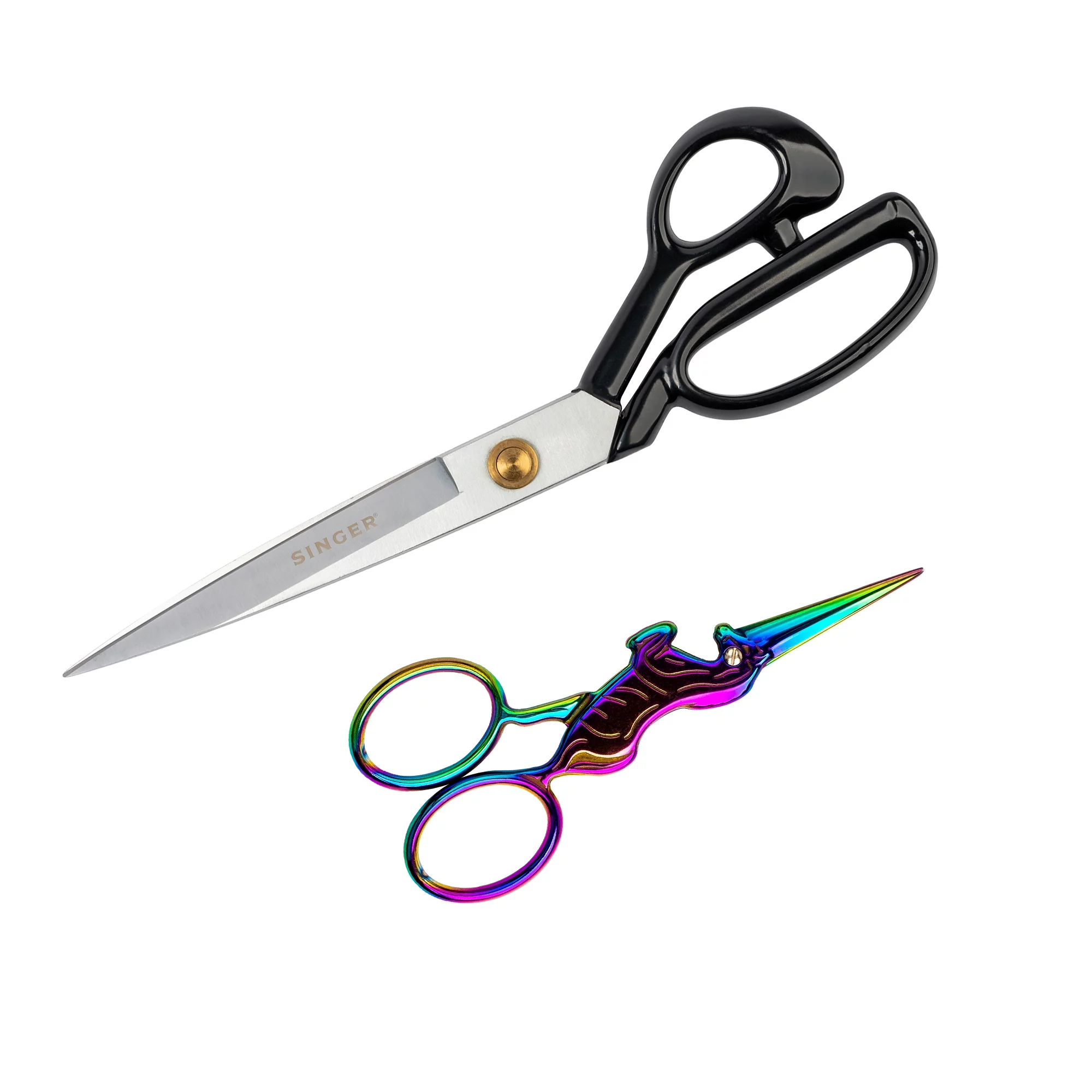 SINGER 12 inch Heavy Duty Tailor Shears and 4 inch Unicorn Embroidery Scissors, 2 Count