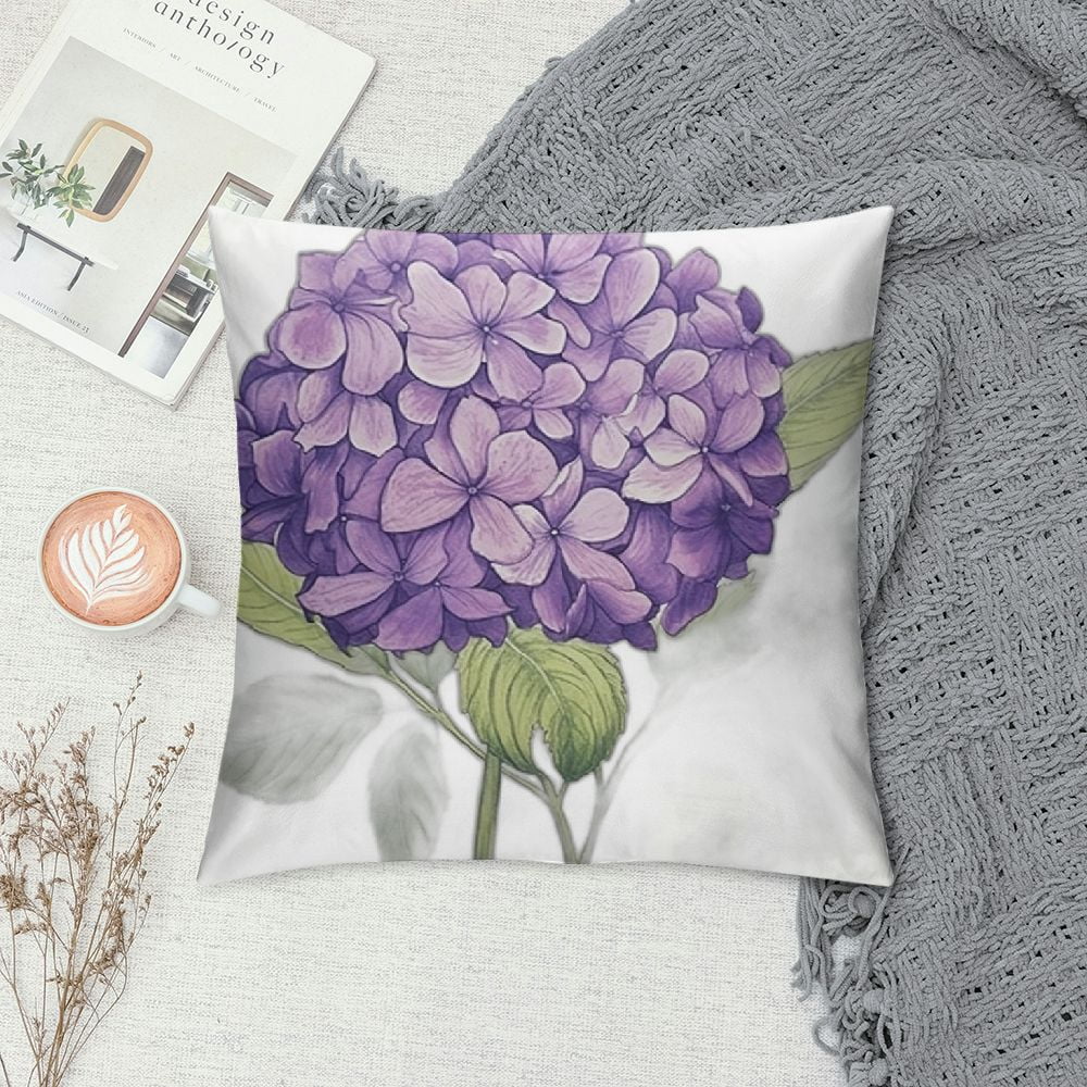 Decorative Velvet Throw Pillow Covers Cushion Case Purple Bouquet Lilac Hydrangea Flowers White Nature Parks Blue Bush Hortensia Abstract Beautiful Pillowcase for Couch Sofa Bed