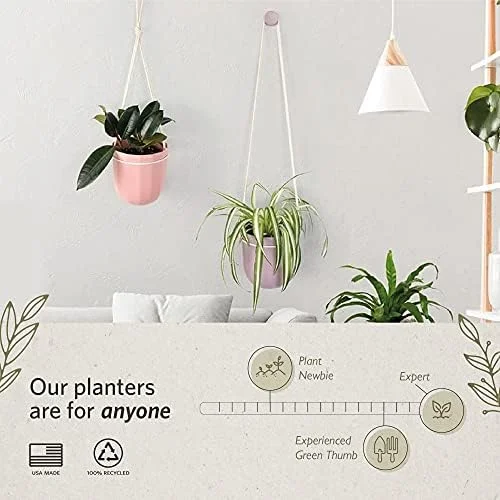 Hanging Planter, Indoor Flowerpot, Hanging Planter for Indoor and Outdoor Planting, Mount or Ceiling (Rose, 3 Pack)