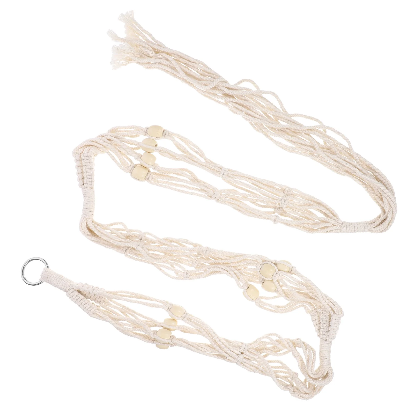 Ceiling Plant Hangers Macrame Hanging Flower Pot Supports Flowerpot Lace Wooden Fiber White