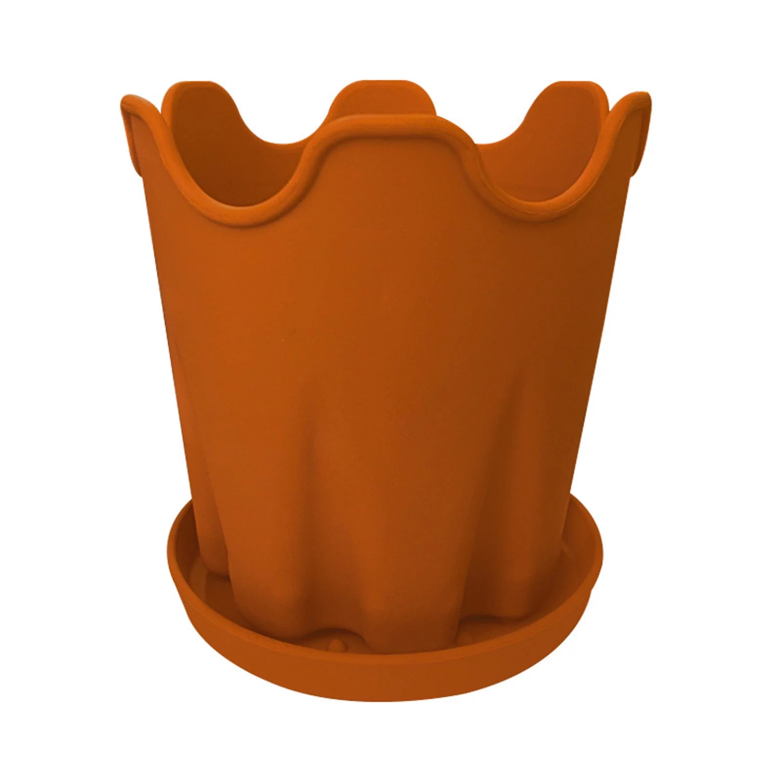 Simple Silicone Flower Pot Creative Desktop Round Office Decoration With Tray Orchid Garden Potted Utility Tool