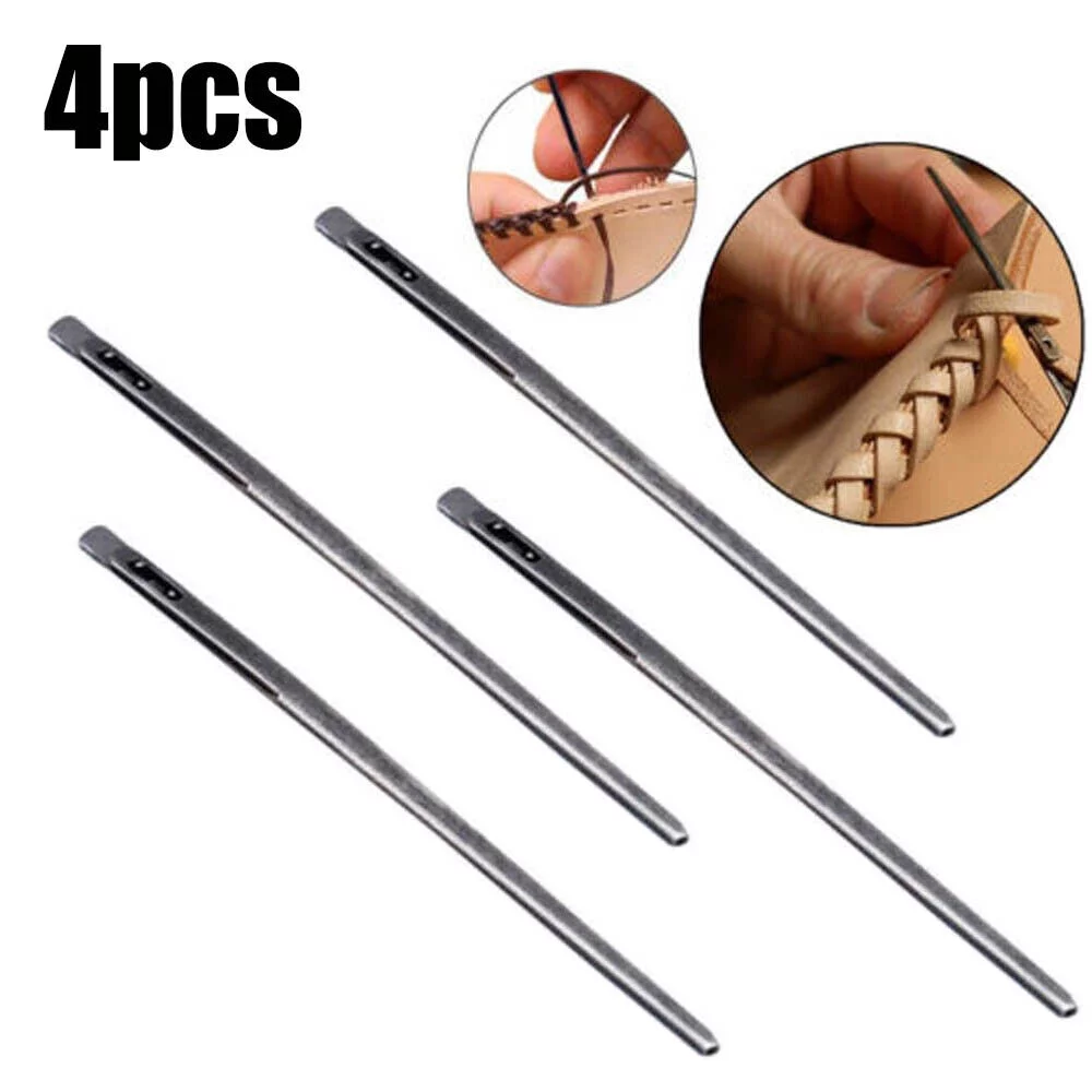 Leather 2-Prong Lacing Needle Rope Lace Needles Leather Sewing Craft Tools 4pcs