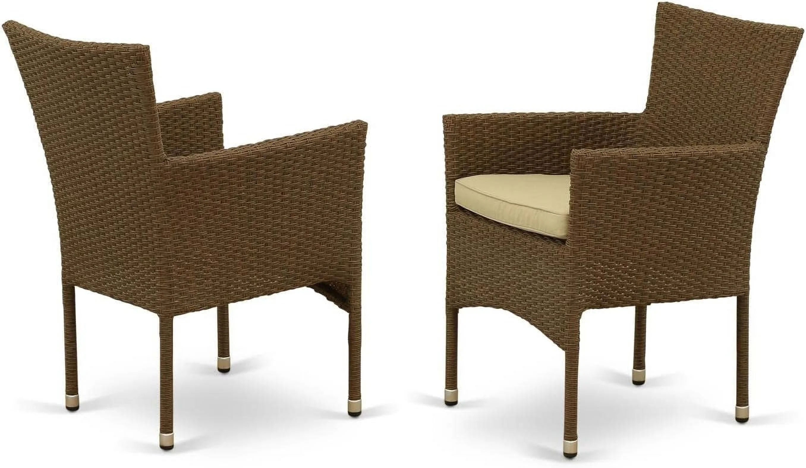 Brown Outdoor Wicker Arm Chairs Set of 2 with Plush Seats