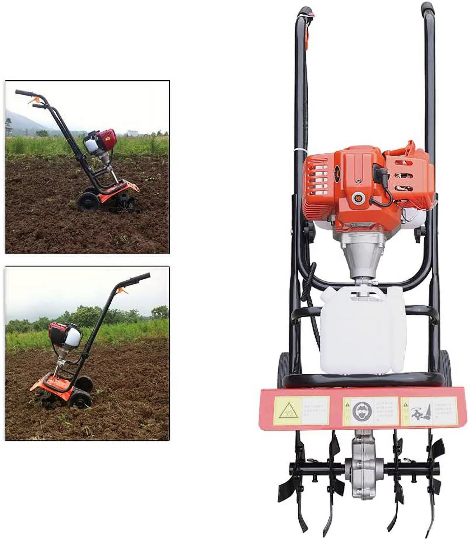 Fetcoi Hand-Pull Recoil Hand Push Soil Micro Tiller ZN-8001 1F44F-5 Engine 52CC Cordless Cultivator & Tillers