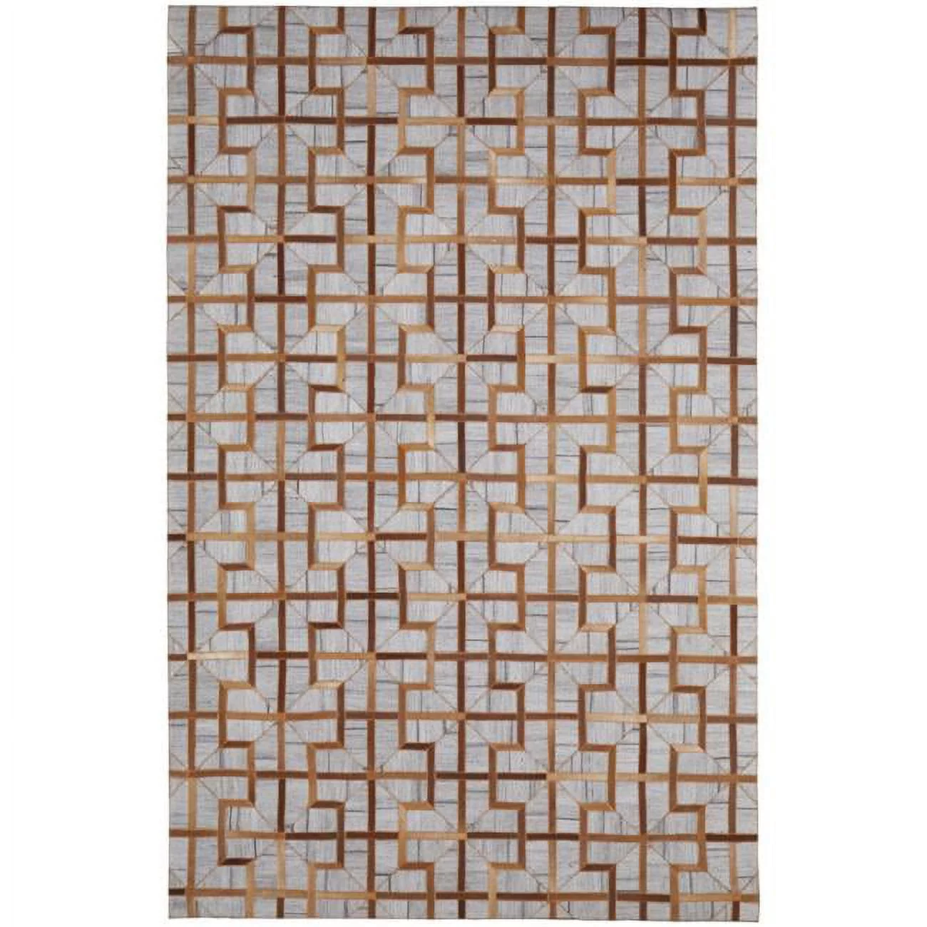 HomeRoots  8 x 11 ft. Tan Brown & Gray Geometric Hand Woven Rectangle Area Rug - Tan Brown and Gray - 8 x 11 ft.