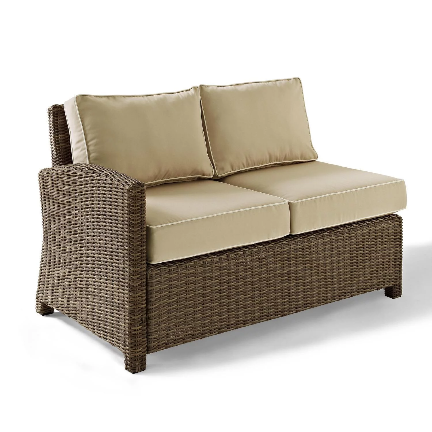 Maykoosh French Fabulous Outdoor Wicker Sectional Left Side Loveseat Sangria/Weathered Brown