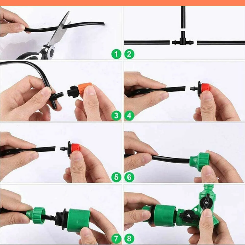 100FT Drip Irrigation System Plant Lawn Garden Watering Hose Spray Sprinkler Set