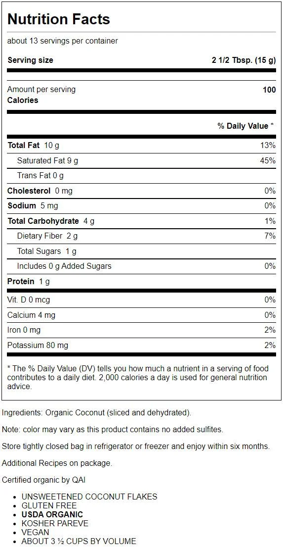 Edward & Sons Trading Co 100% Organic Coconut Flakes, 7 oz