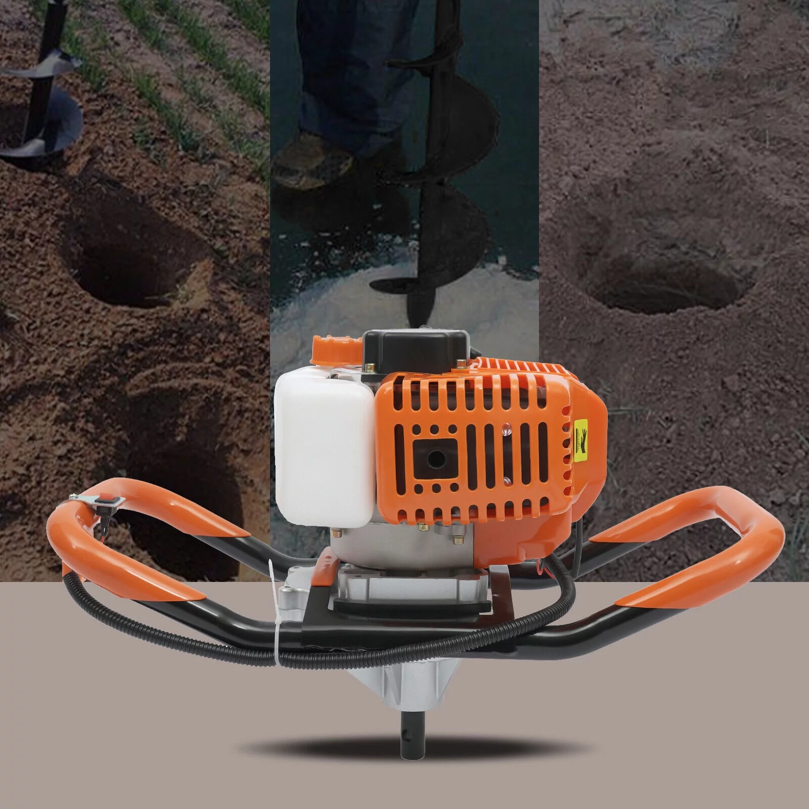 Miumaeov Earth Auger Digging Machine Gas Powered Post Hole Digger 52CC 2-Stroke