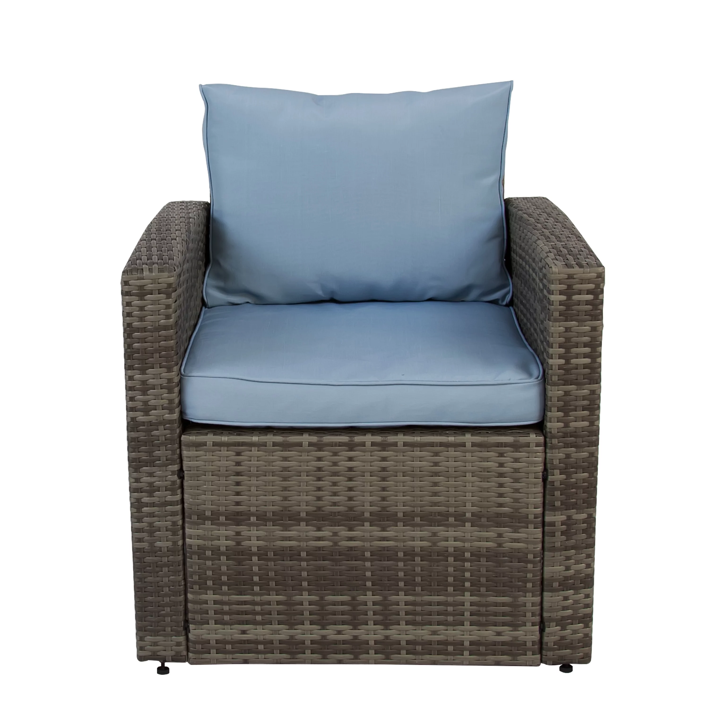 Incadozo 5PC All-Weather Wicker Patio Seating Set, Gray/Blue