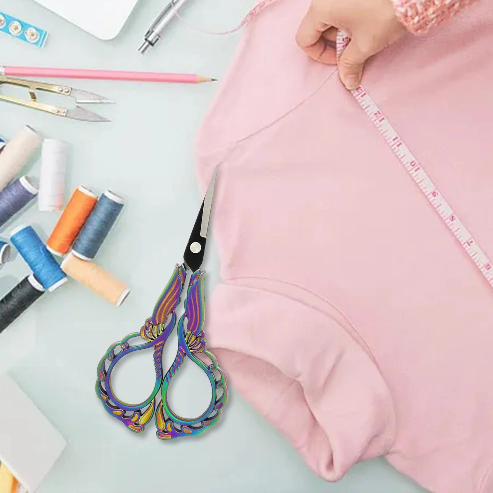 Embroidery Scissors Sewing Portable Vintage Style Orchid Scissors for Household Sewing Accessories Dressmaking Cloth Cutting Floral