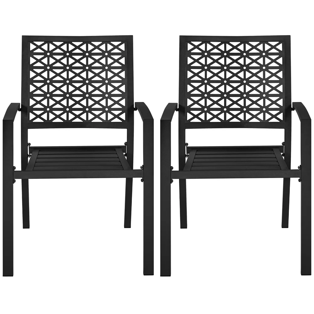 Yaheetech Modern Outdoor Patio Dining Chairs with Armrests, Set of 2, Black