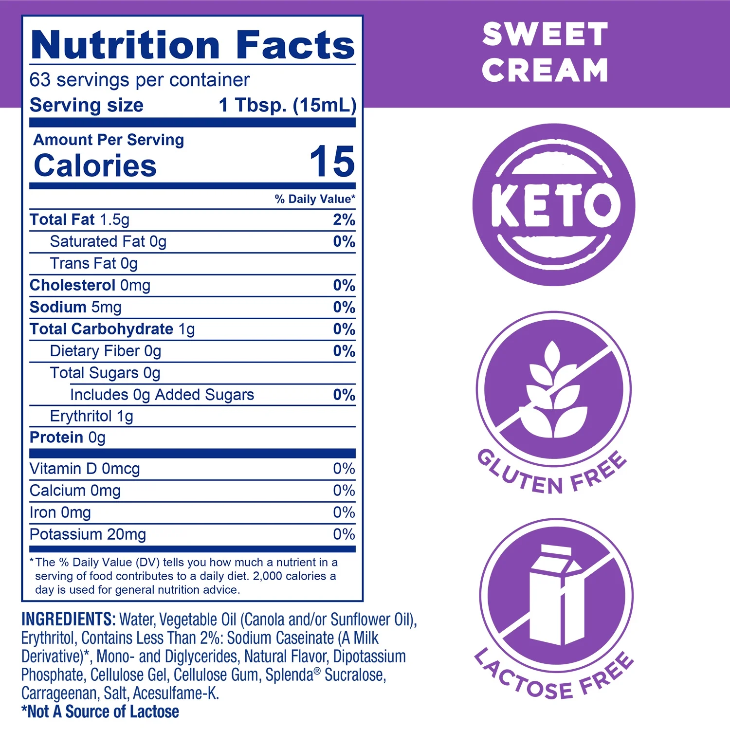 Splenda Sweet Cream Liquid Coffee Creamer, 32 fl oz Bottle