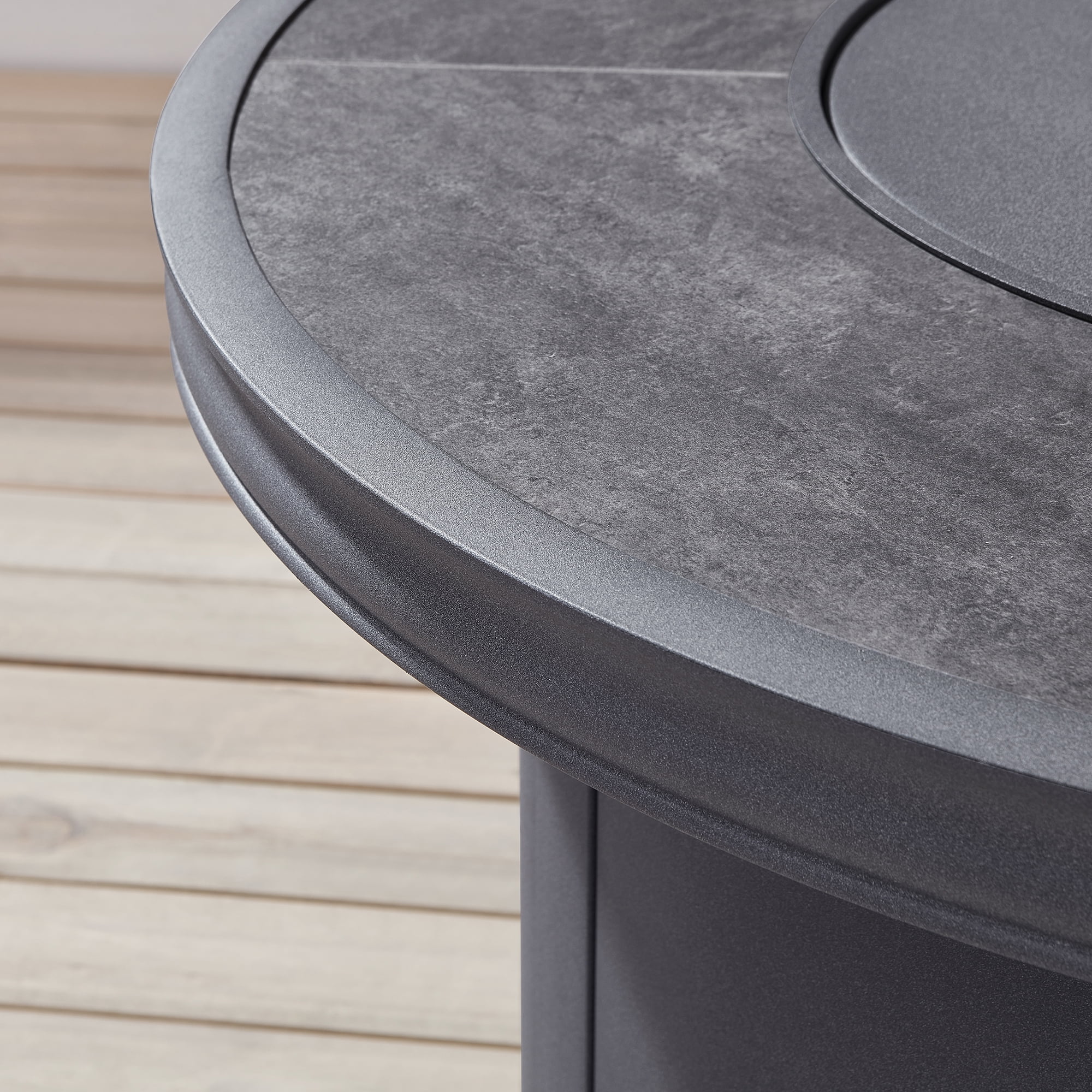 Martha Stewart Thornfield Aluminum Outdoor Fire Table with Ceramic Top in Dark Grey