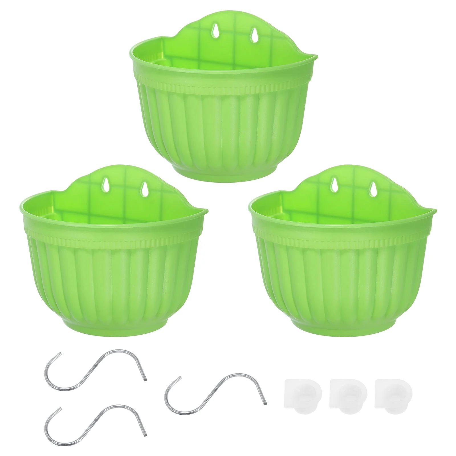 Uxcell 8 Inch Hanging Pot Planters with S Hooks and Stopper, Green 3 Pack