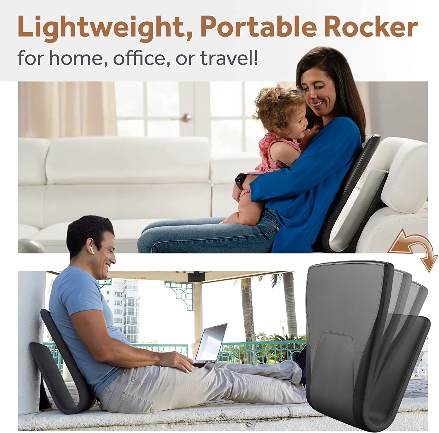 Portable Rocking-Chair - Ideal for Nursery   Home-Office-Chair-Outdoor-Use  Travel for Moms  Dads  Seniors - Replaces  for Glider - Baby Registry-Shower Gift | Carbon