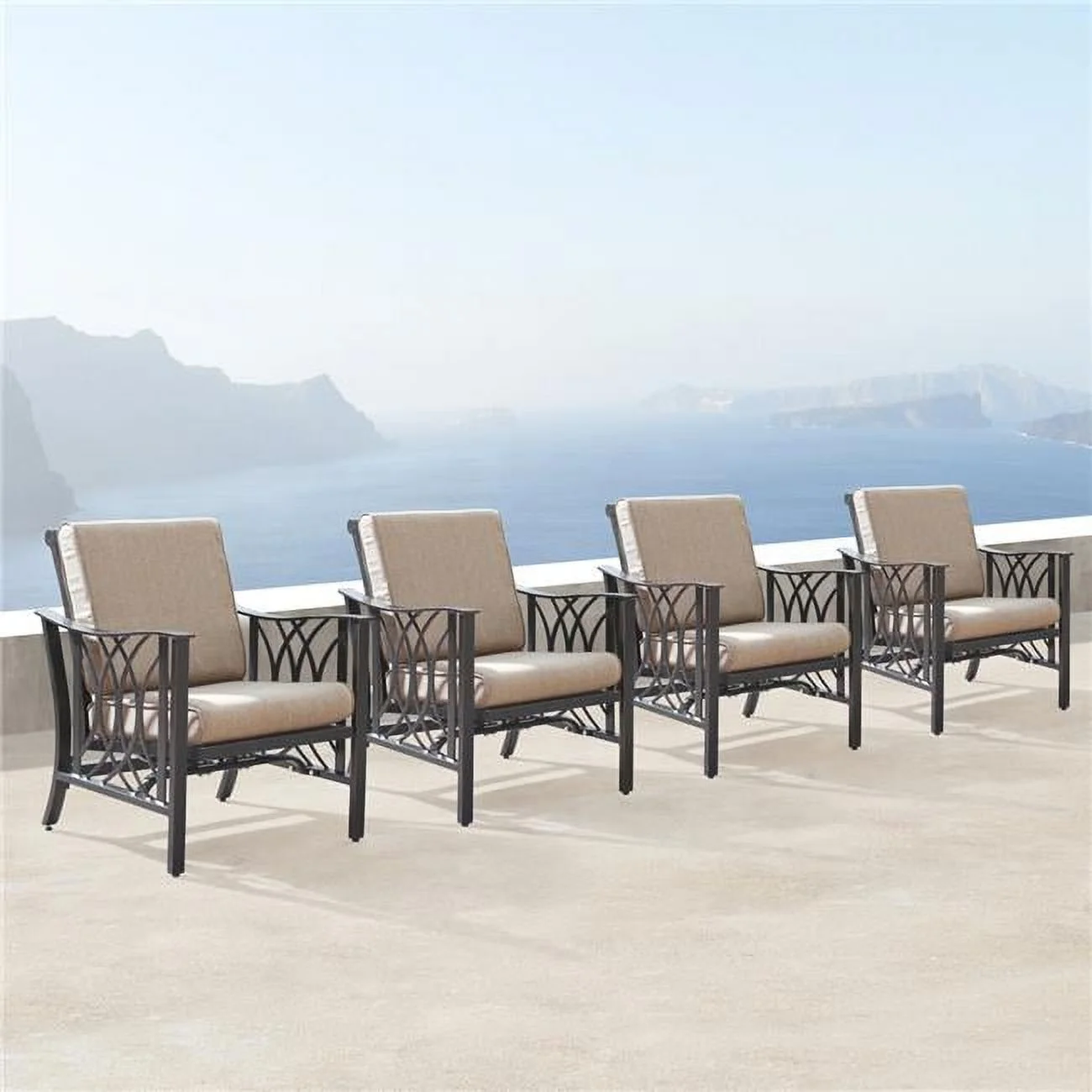 Aluminum Outdoor Deep Seating Rocking Club Chair, Antique Copper - Set of 4
