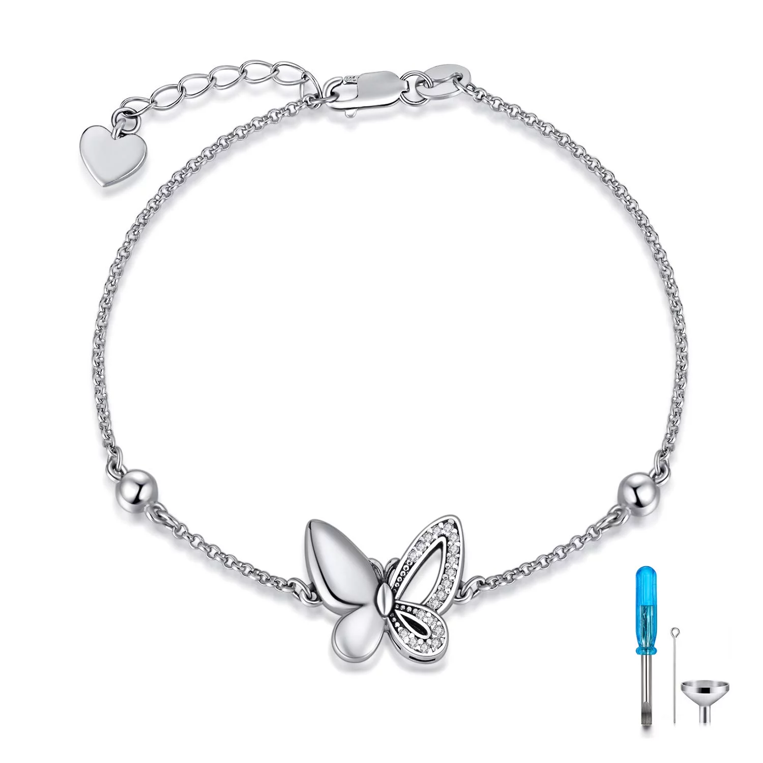 AOBOCO Cremation Jewelry for Ashes Sterling Silver Butterfly/Dragonfly Urn Bracelet for Ashes Memorial Keepsake Box Jewelry for Human Ashes Pet Ashes
