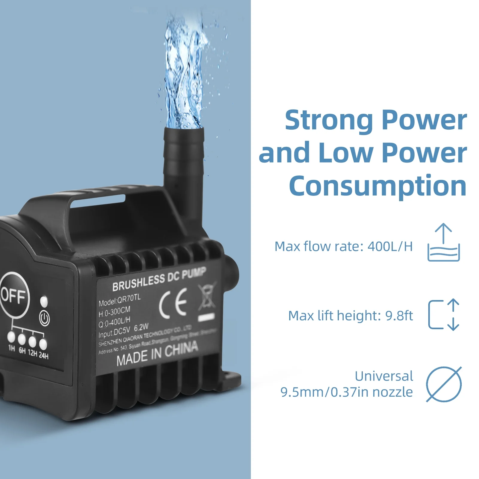 Pump,Suction Cup Water Pump With - Pond Usb Cable Max 400l/h 5v Cup - Ideal And 9.8ft Lift With 4 On/off Cable And Suction 4 On/off Max With Function Usb And Function 400l/h - Ideal Pond