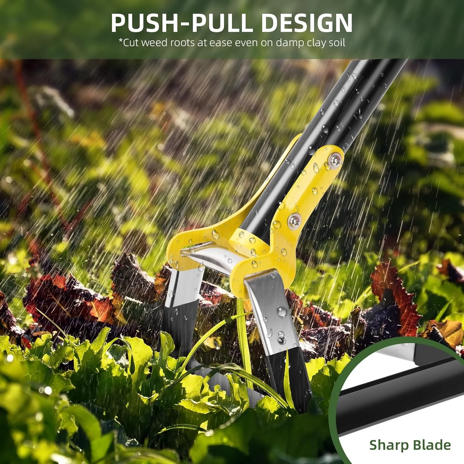 Hoe Garden Tool,Scuffle Garden Hoe for Weeding 30-60 Inch,Long Handle Heavy Duty Adjustable Hula Hoe,Gardening Stainless Steel Loop Stirrup Action Hoe