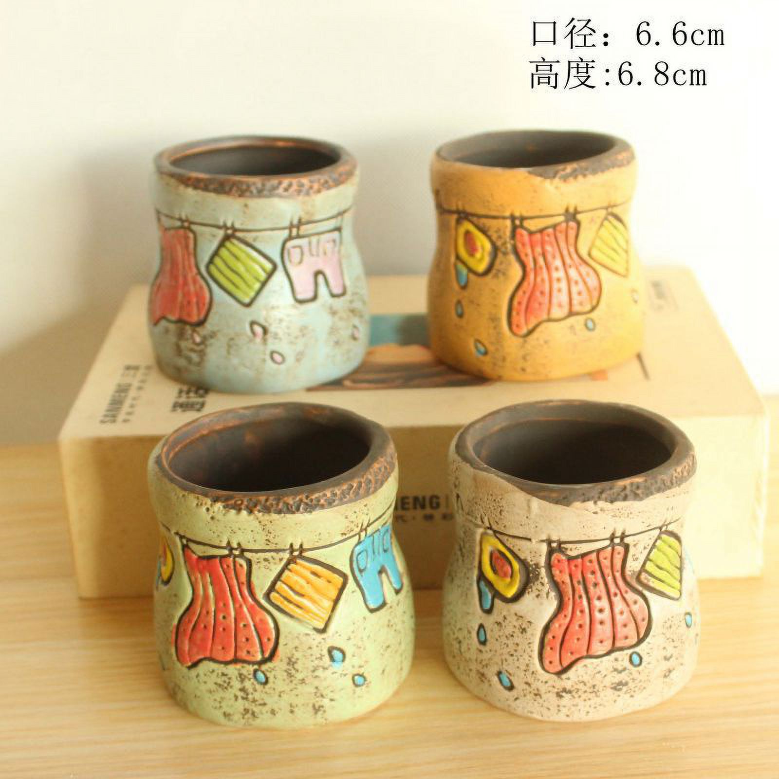 Ceramic Succulent Planter - Hand-painted Korean Style Flower Pot for Desktop