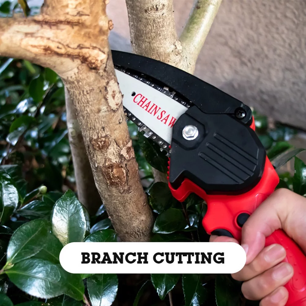 Handheld Portable Electric Pruning Saw Cordless Mini Chainsaw Small Wood Splitting Chainsaw One-handed Pruning Tool Power Chain Saw with Storage Case for Garden Orchard Tree Branch Wood Cutt