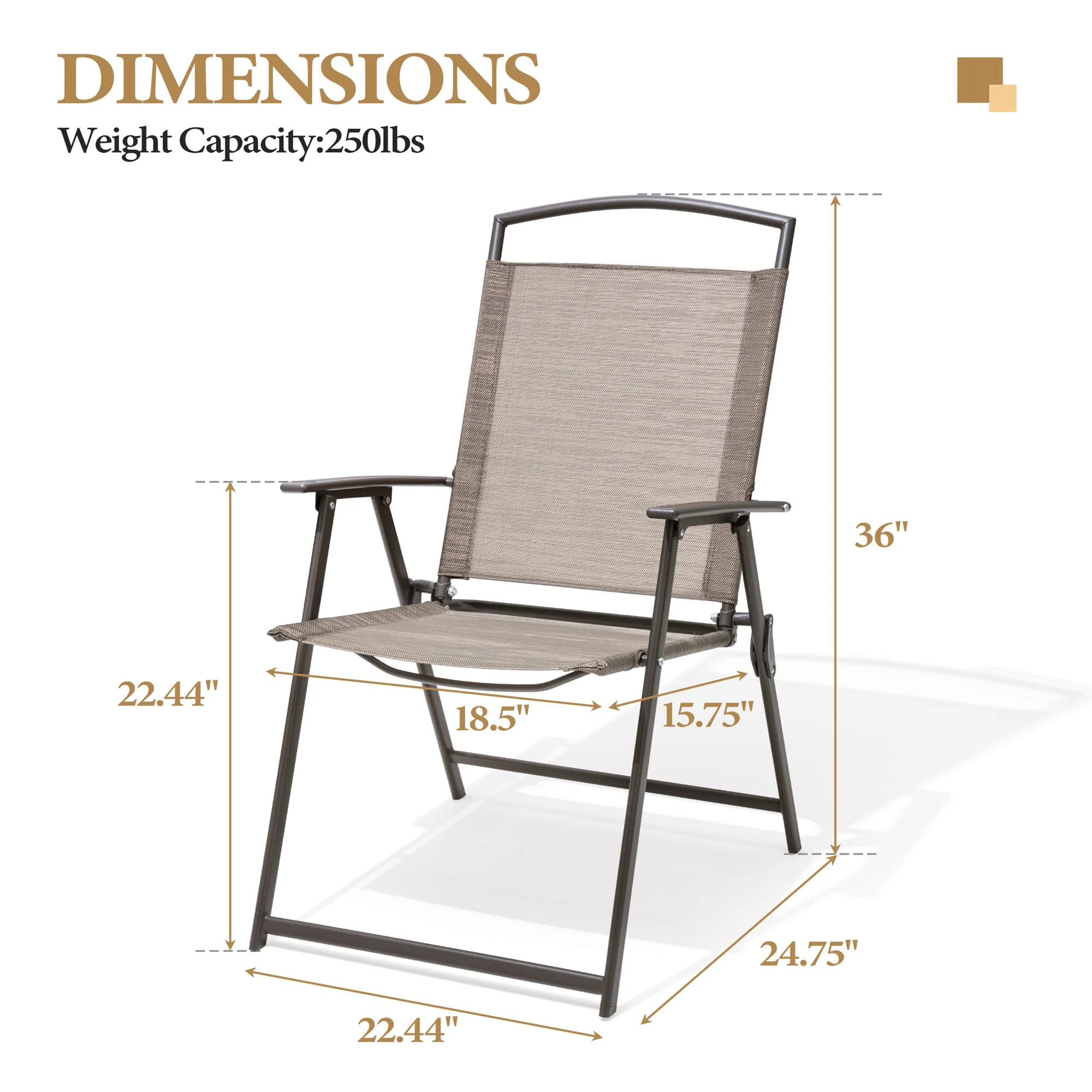 Crestlive Products Outdoor Set of 4 Patio Folding Dining Chairs with Armrest, Beige