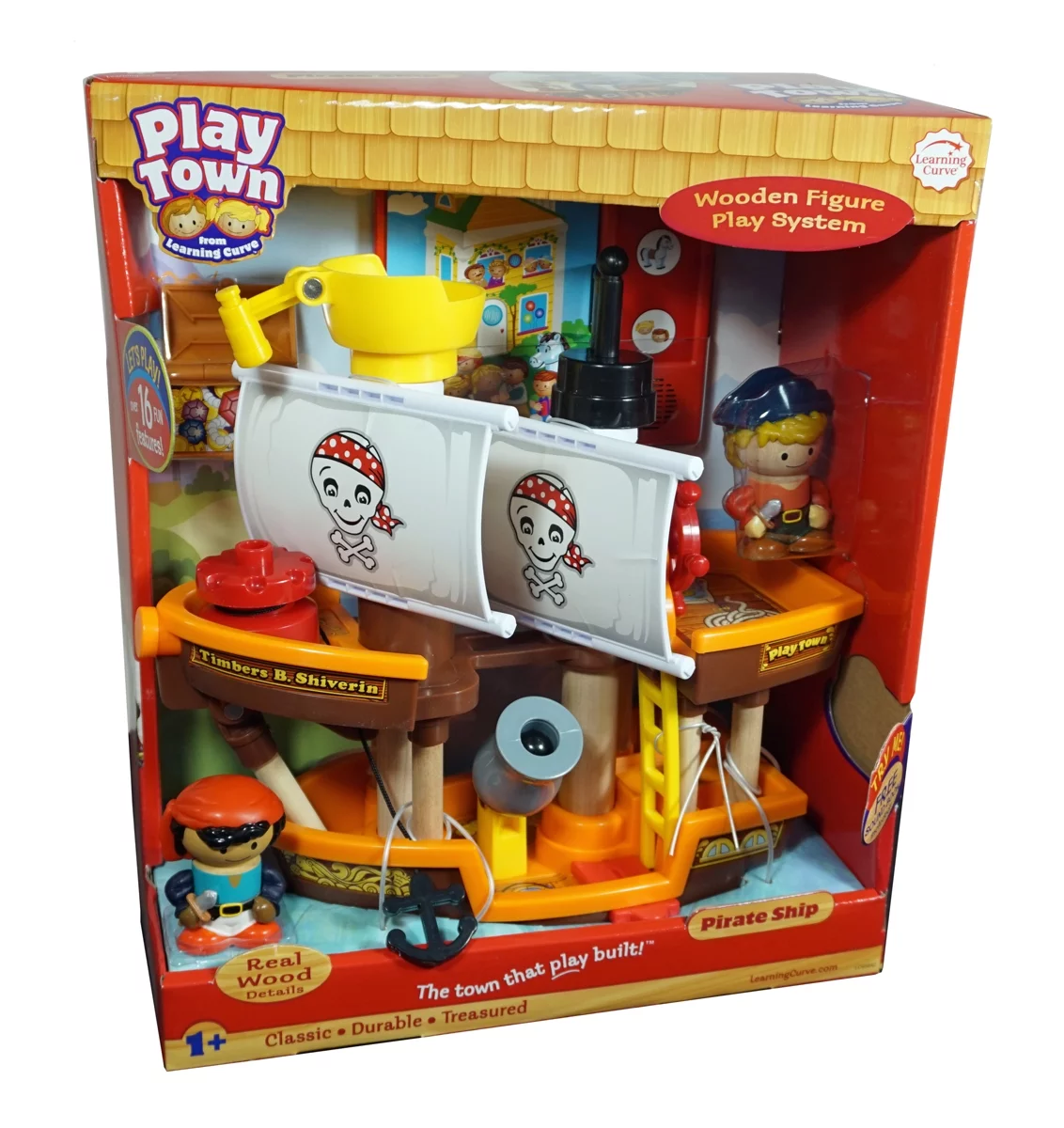 Learning Curve Play Town Pirate Ship and Pirates Set - Wooden Figure Play System