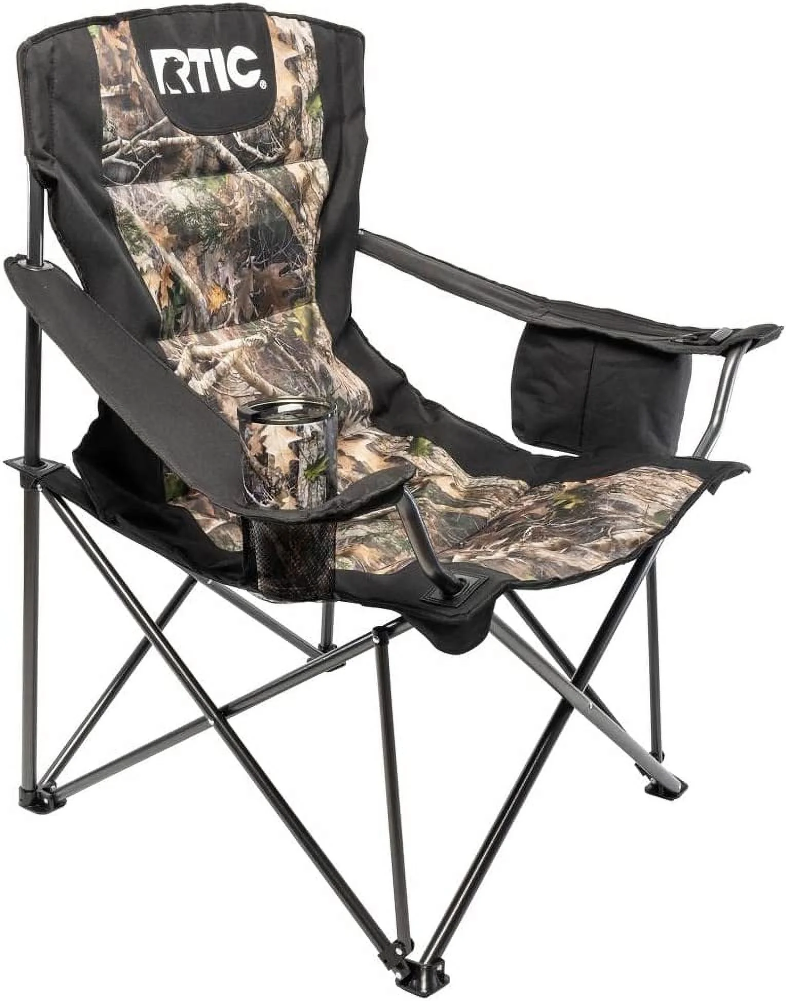 Big Bear Chair, Black/Camo, Portable Outdoor Camping Chair with Arm Rest, Folds Quickly for Easy Storage, 400lb Max Weight Capacity