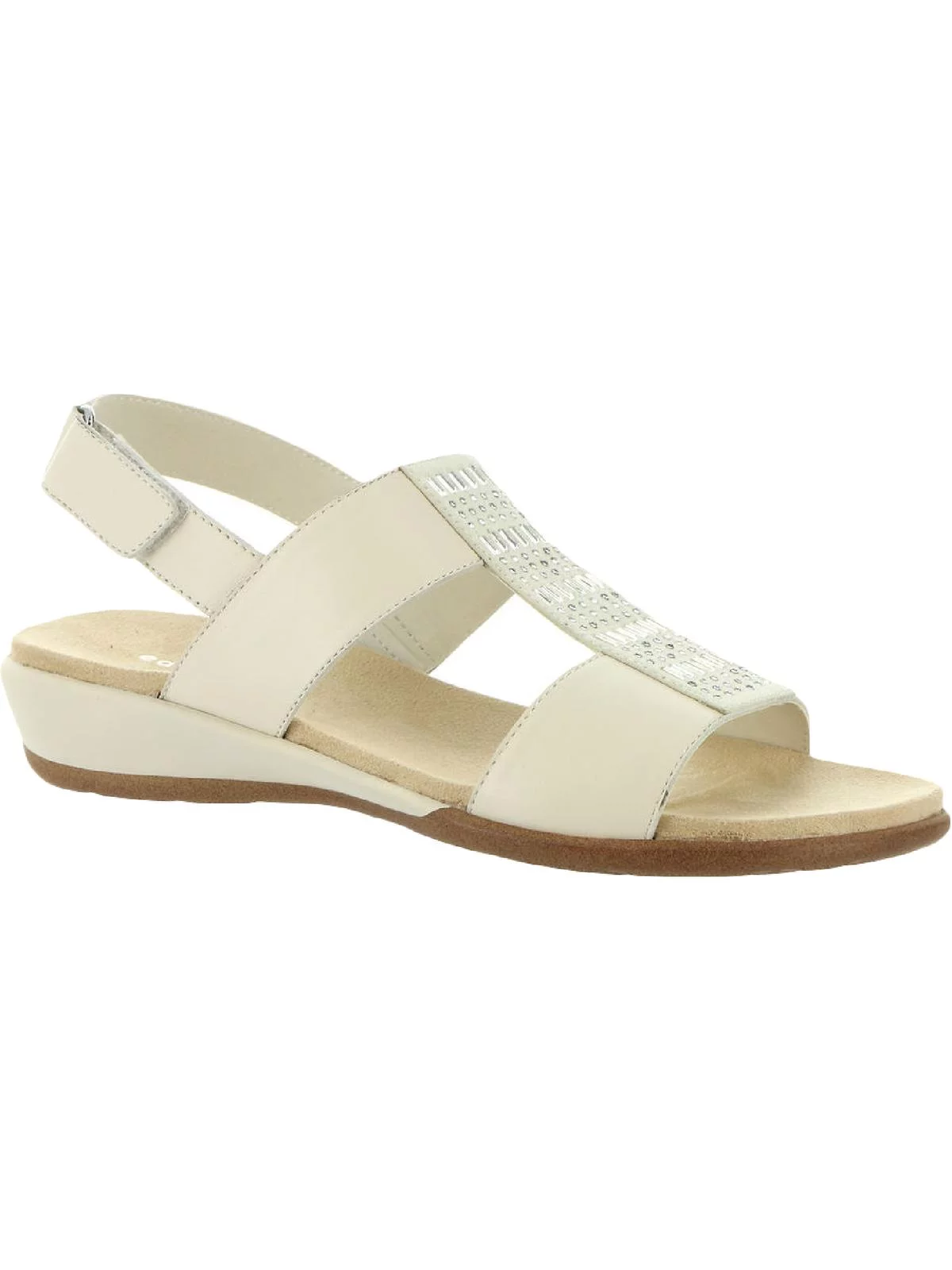 Easy Spirit Womens Hazel Leather Embellished Flat Sandals
