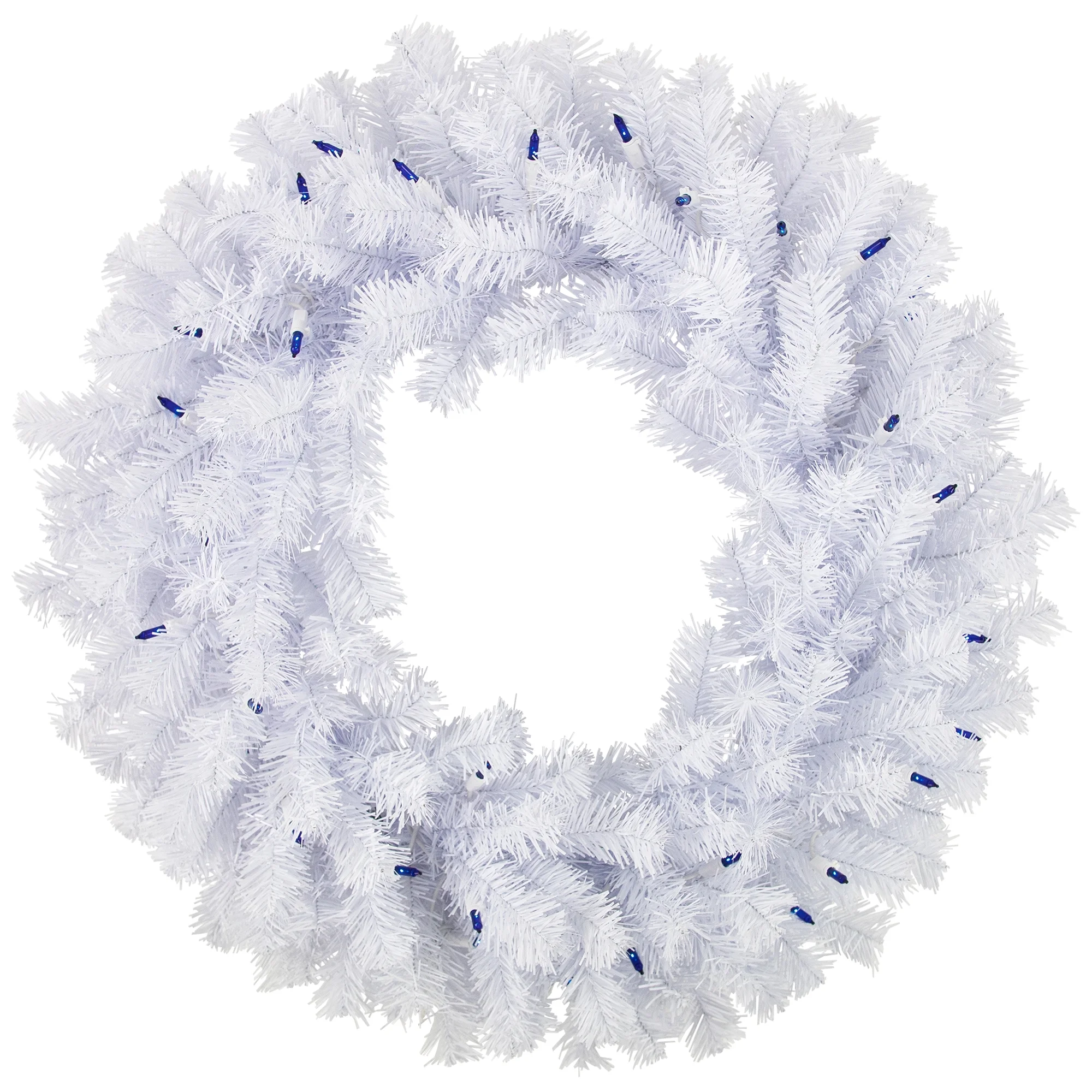 Northlight Pre-Lit Geneva White Spruce Artificial Christmas Wreath, 24-Inch, Blue Lights
