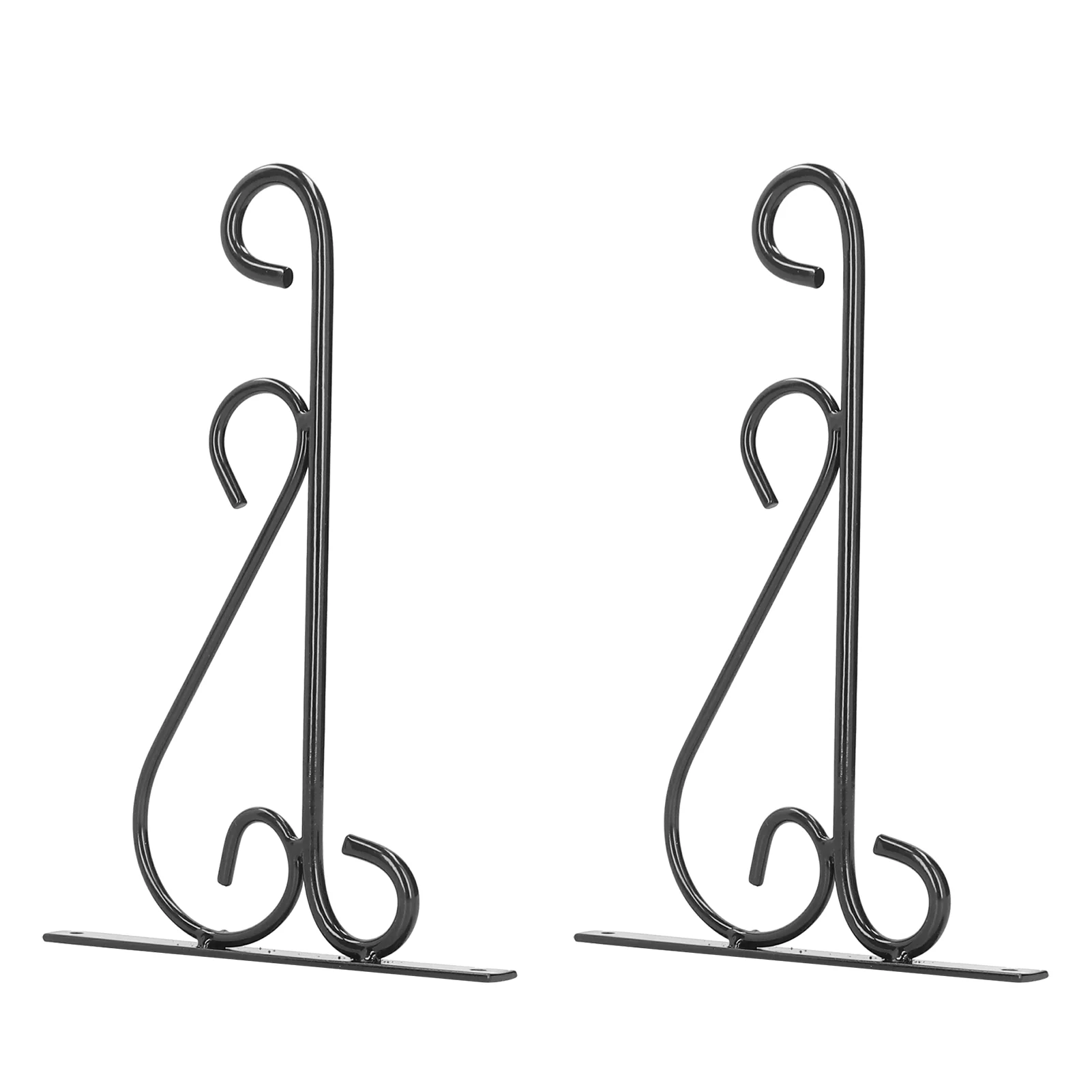 Verdant Touch Hanging Plant Holder 2PCS Wrought Iron Wall Hanging Bracket Plant Holder Bird Feeders Hanger Home Garden DecorationBlack